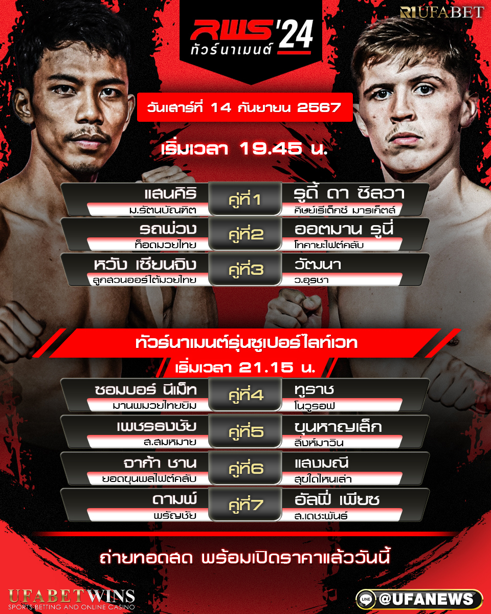 Gp Rws มวยวันนี้ ศึกRWS ราชดำเนิน เวิลด์ ซีรีส์ 14/09/67