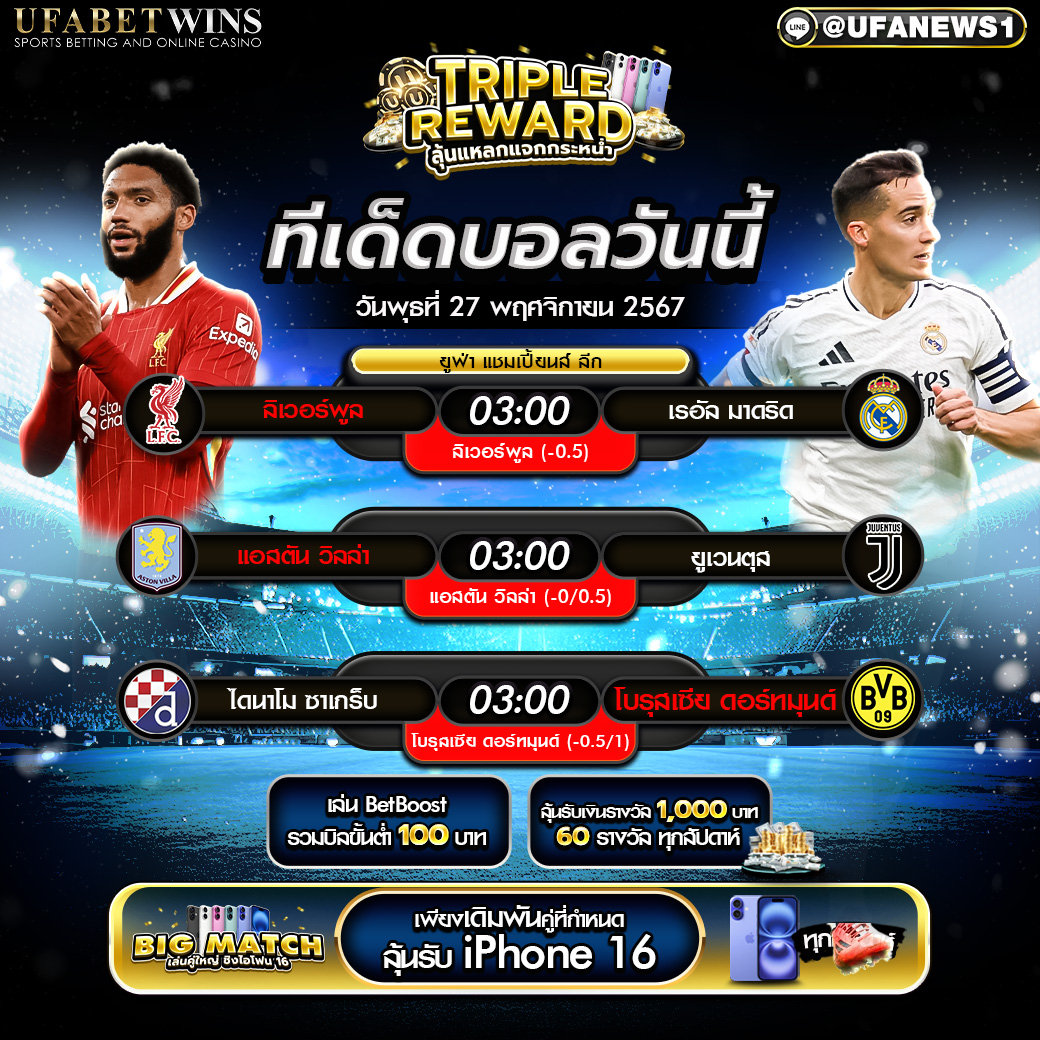 ทีเด็ดบอล วิเคราะห์บอลวันนี้ 27/11/2567