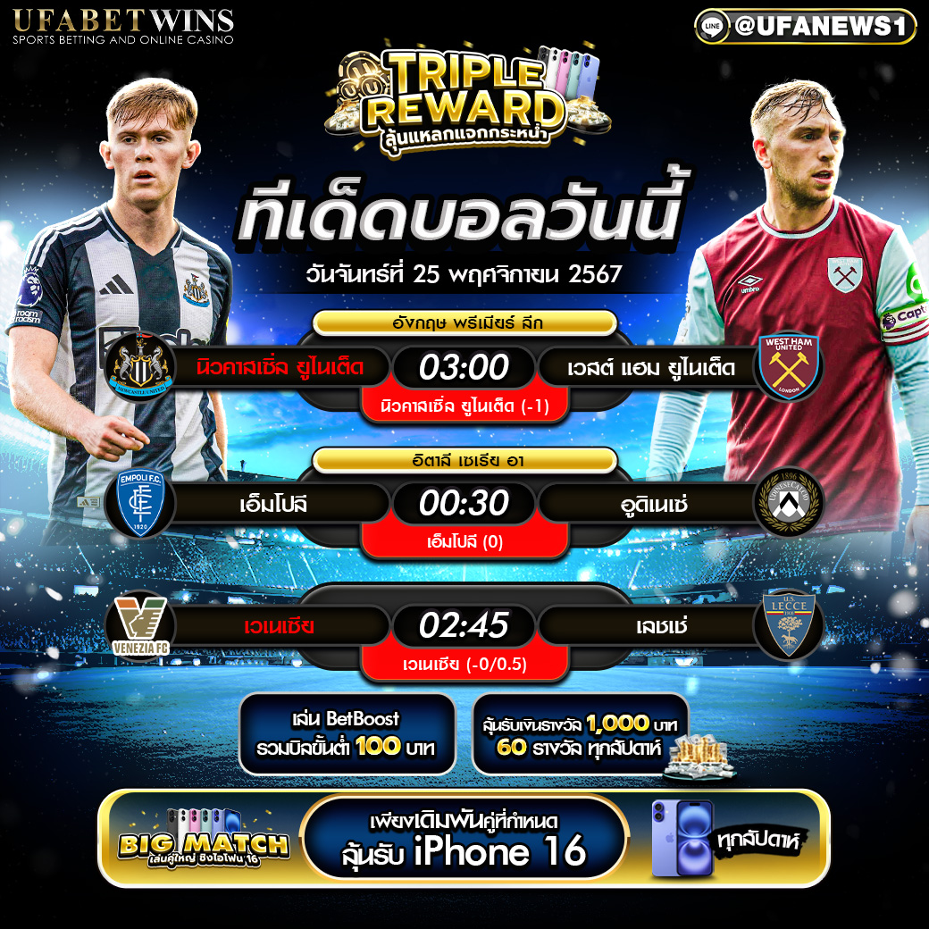 ทีเด็ดบอล วิเคราะห์บอลวันนี้ 25/11/2567