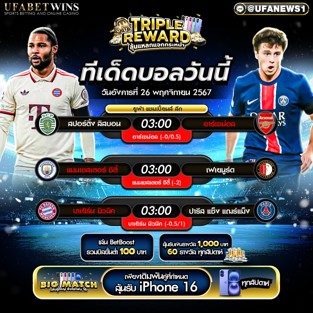 ทีเด็ดบอล วิเคราะห์บอลวันนี้ 26/11/2567