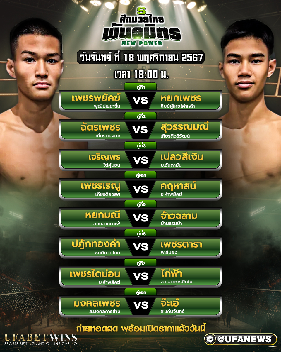 มวยวันนี้ ศึกมวยไทยพันธมิตร  18/11/67