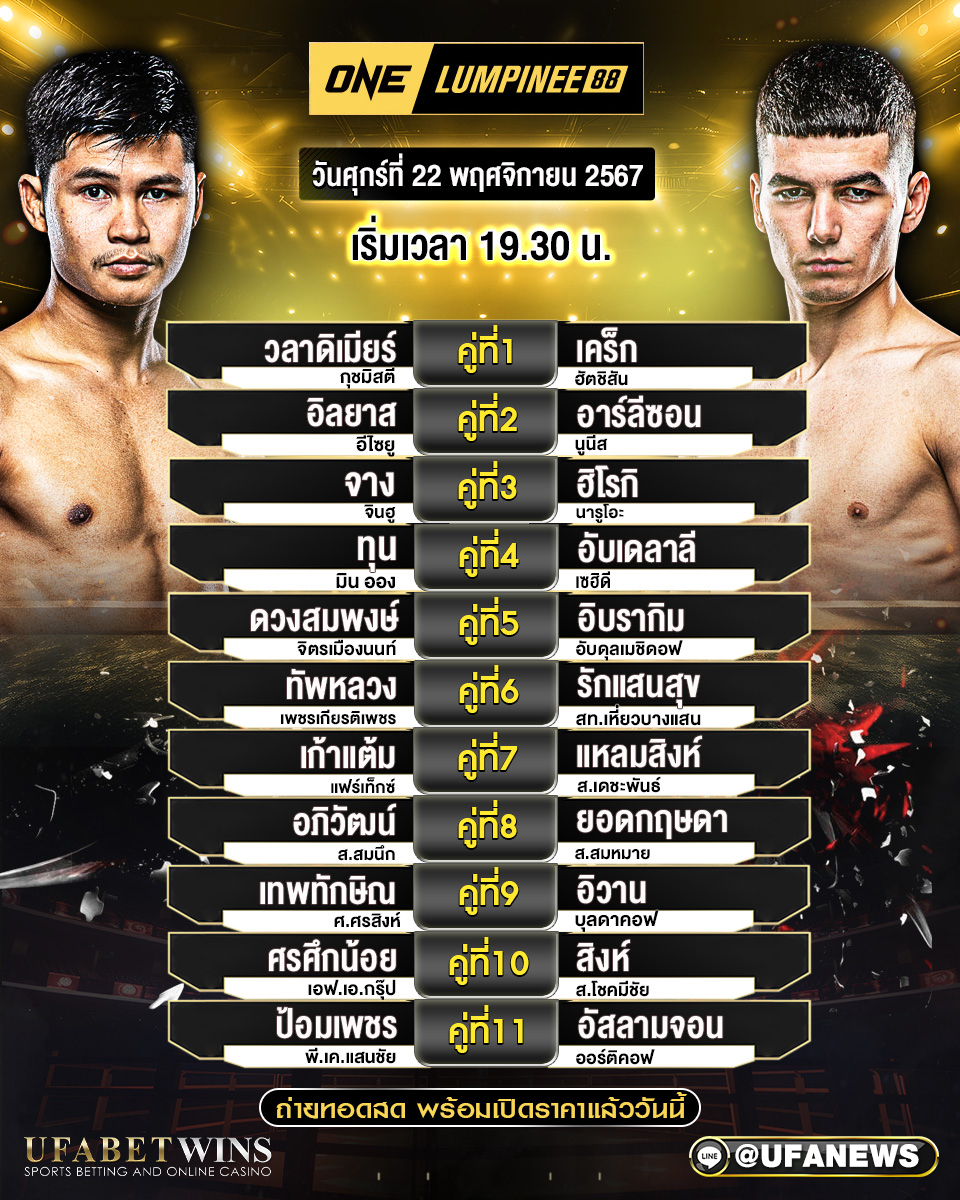 มวยวันนี้ ศึกวันแชมเปียนชิพลุมพินี 87 22/11/67
