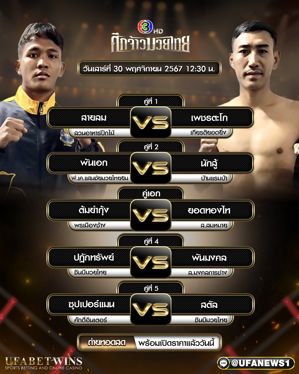 มวยวันนี้ ศึกจ้าวมวยไทย 30/11/67