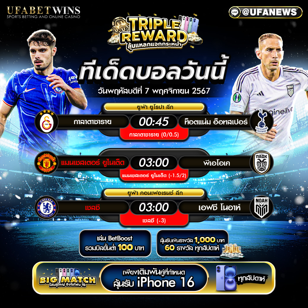 ทีเด็ดบอล วิเคราะห์บอลวันนี้ 07/11/2567