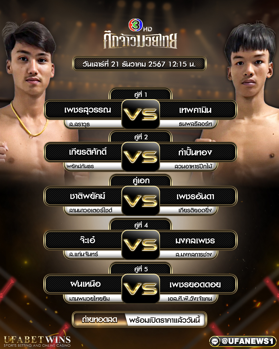 มวยวันนี้ ศึกจ้าวมวยไทย 21/12/67