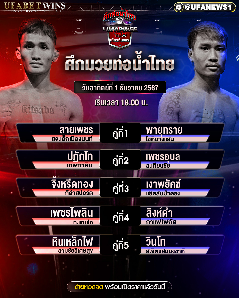 มวยวันนี้ ศึกท่อน้ำไทย TKO เกียรติเพชร 01/12/67