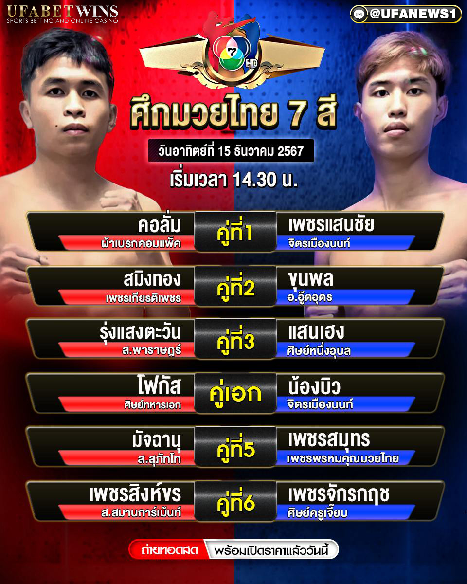 มวยวันนี้ ศึกมวยไทย7 สี 15/12/67