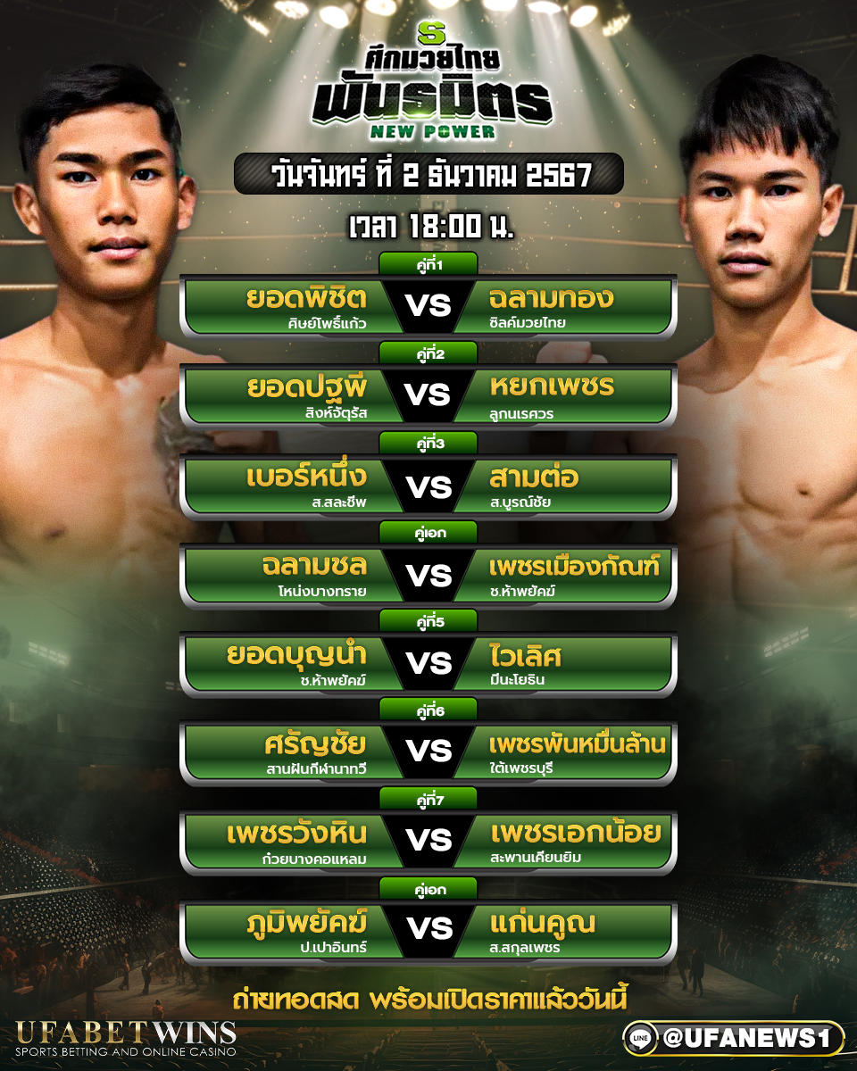 มวยวันนี้ ศึกมวยไทยพันธมิตร 02/12/67