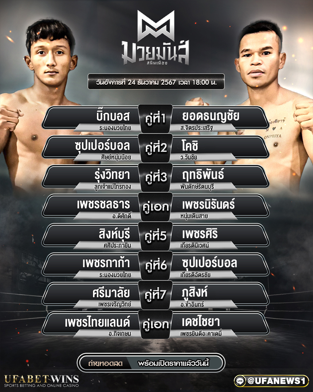 มวยวันนี้ ศึกมวยมันส์สนั่นเมือง 4/12/67