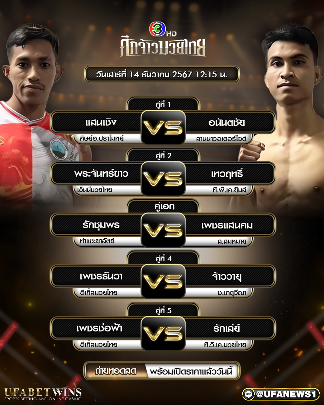 มวยวันนี้ ศึกจ้าวมวยไทย 13/12/67