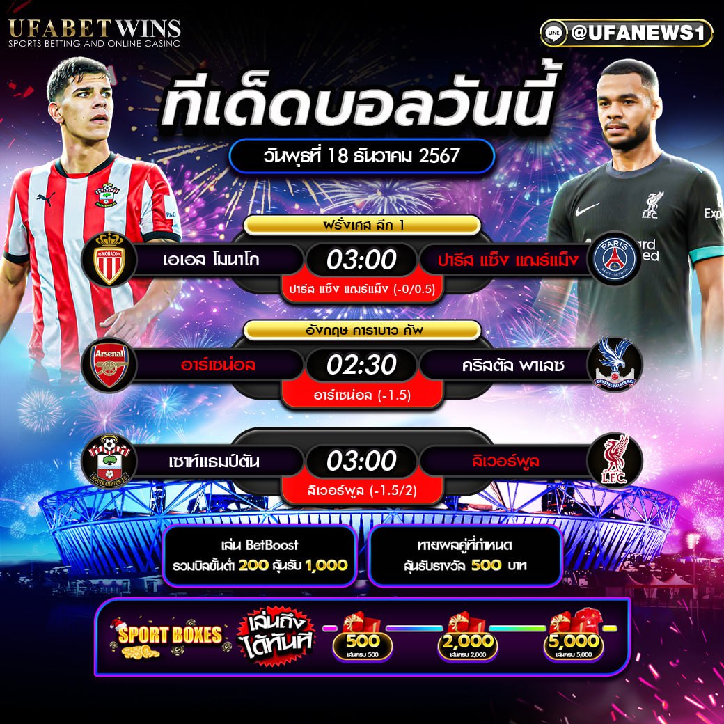 ทีเด็ดบอล วิเคราะห์บอลวันนี้ 18/12/2567