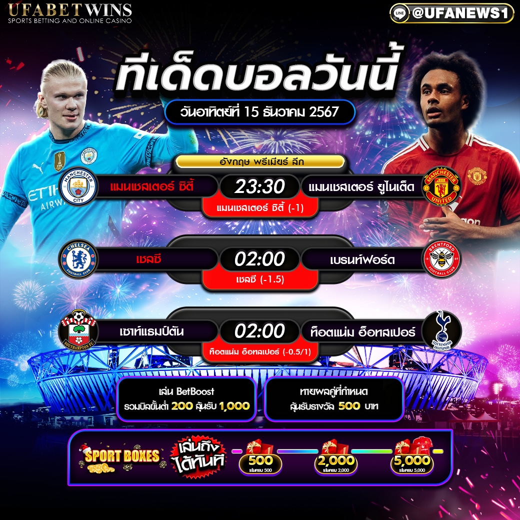 ทีเด็ดบอล วิเคราะห์บอลวันนี้ 15/12/2567