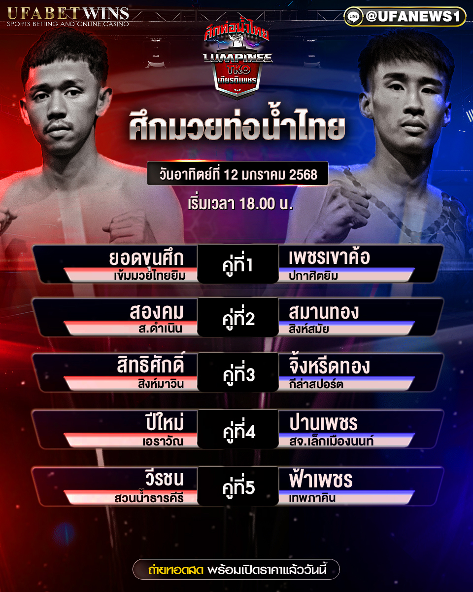 มวยวันนี้ ศึกท่อน้ำไทย TKO เกียรติเพชร 12/01/68