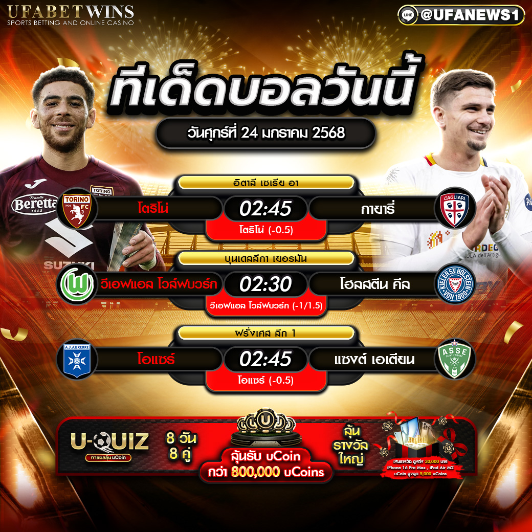 ทีเด็ดบอล วิเคราะห์บอลวันนี้ 24/01/2568