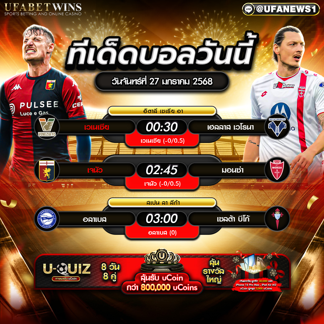 ทีเด็ดบอล วิเคราะห์บอลวันนี้ 27/01/2568