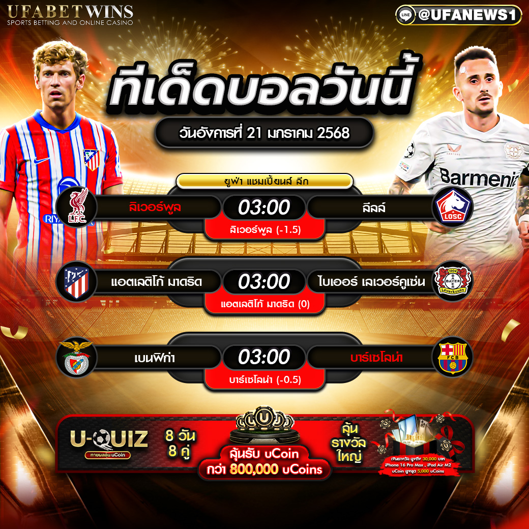 ทีเด็ดบอล วิเคราะห์บอลวันนี้ 21/01/2568