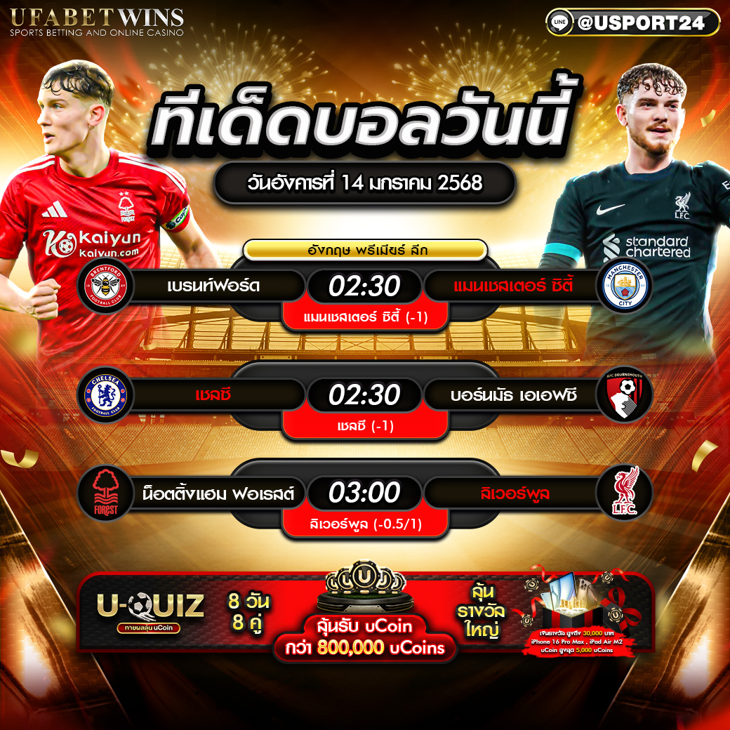 ทีเด็ดบอล วิเคราะห์บอลวันนี้ 14/01/2568