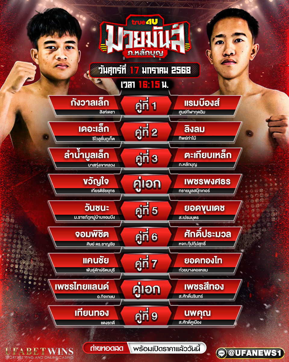 มวยวันนี้ ศึกมวยมันส์วันศุกร์ 17/01/68