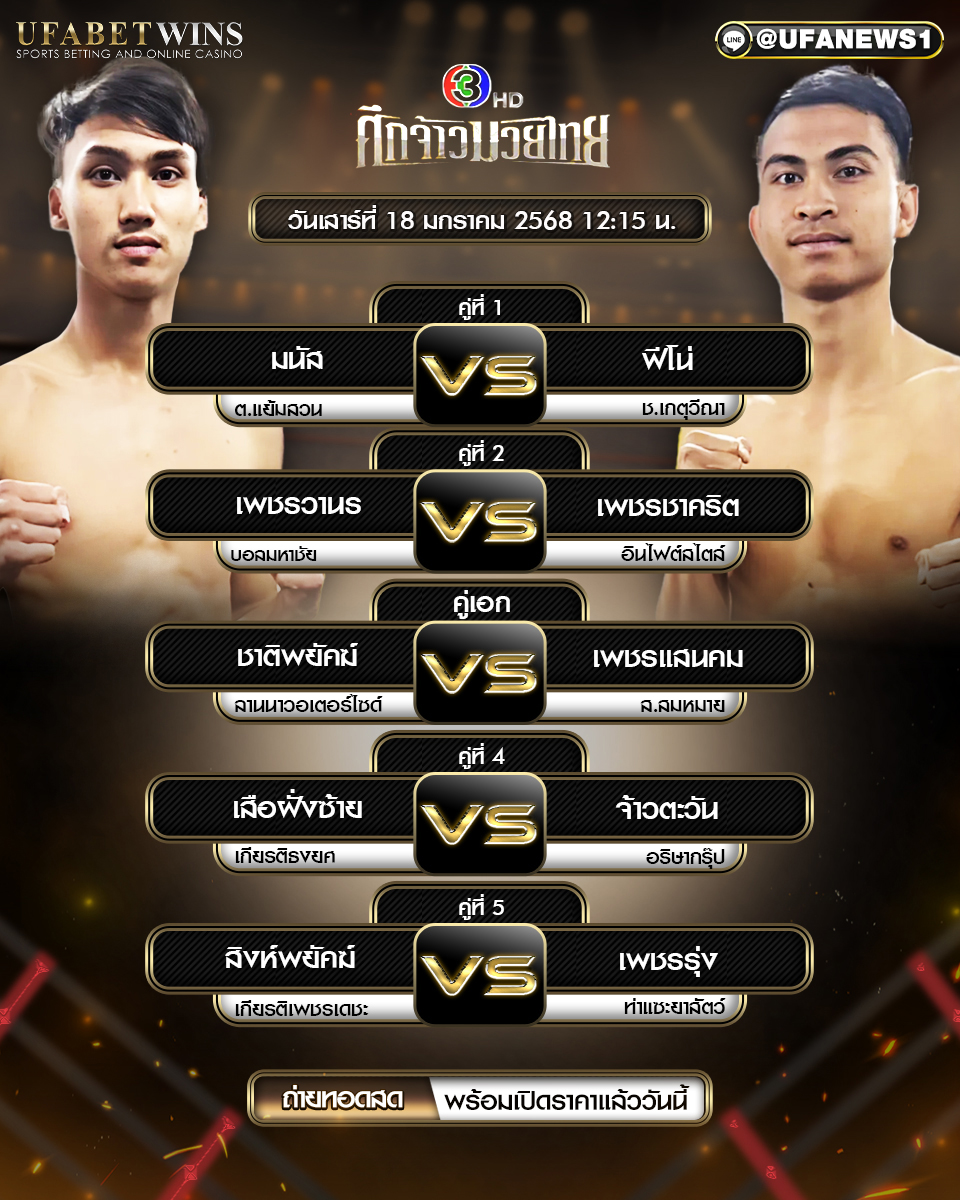 มวยวันนี้ ศึกจ้าวมวยไทย 18/01/68