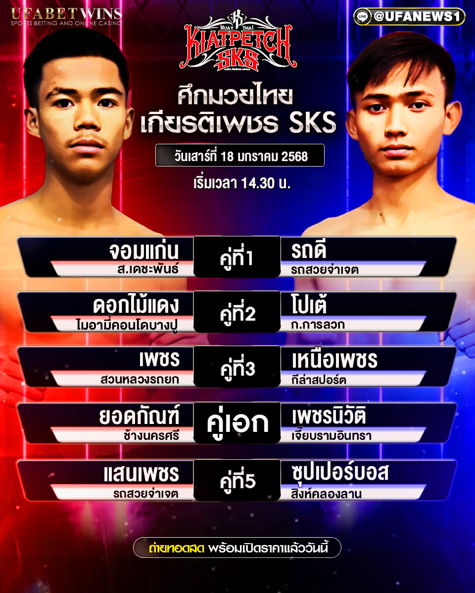 มวยวันนี้ ศึกมวยไทยเกียรติเพชร 18/01/68