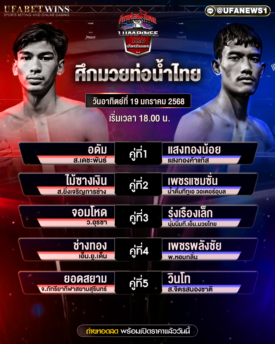 มวยวันนี้ ศึกท่อน้ำไทย TKO เกียรติเพชร 19/01/68