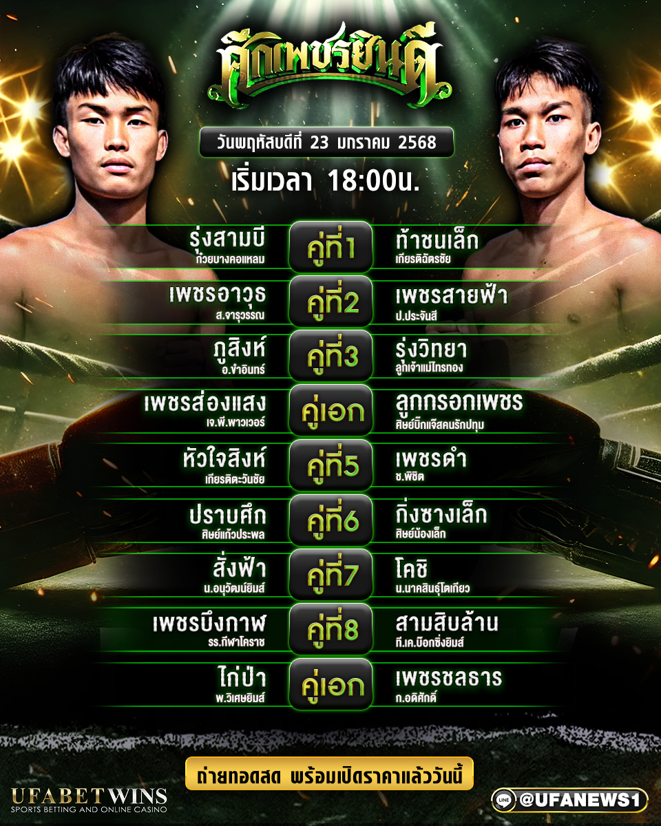 มวยวันนี้ ศึกเพชรยินดี 23/01/68