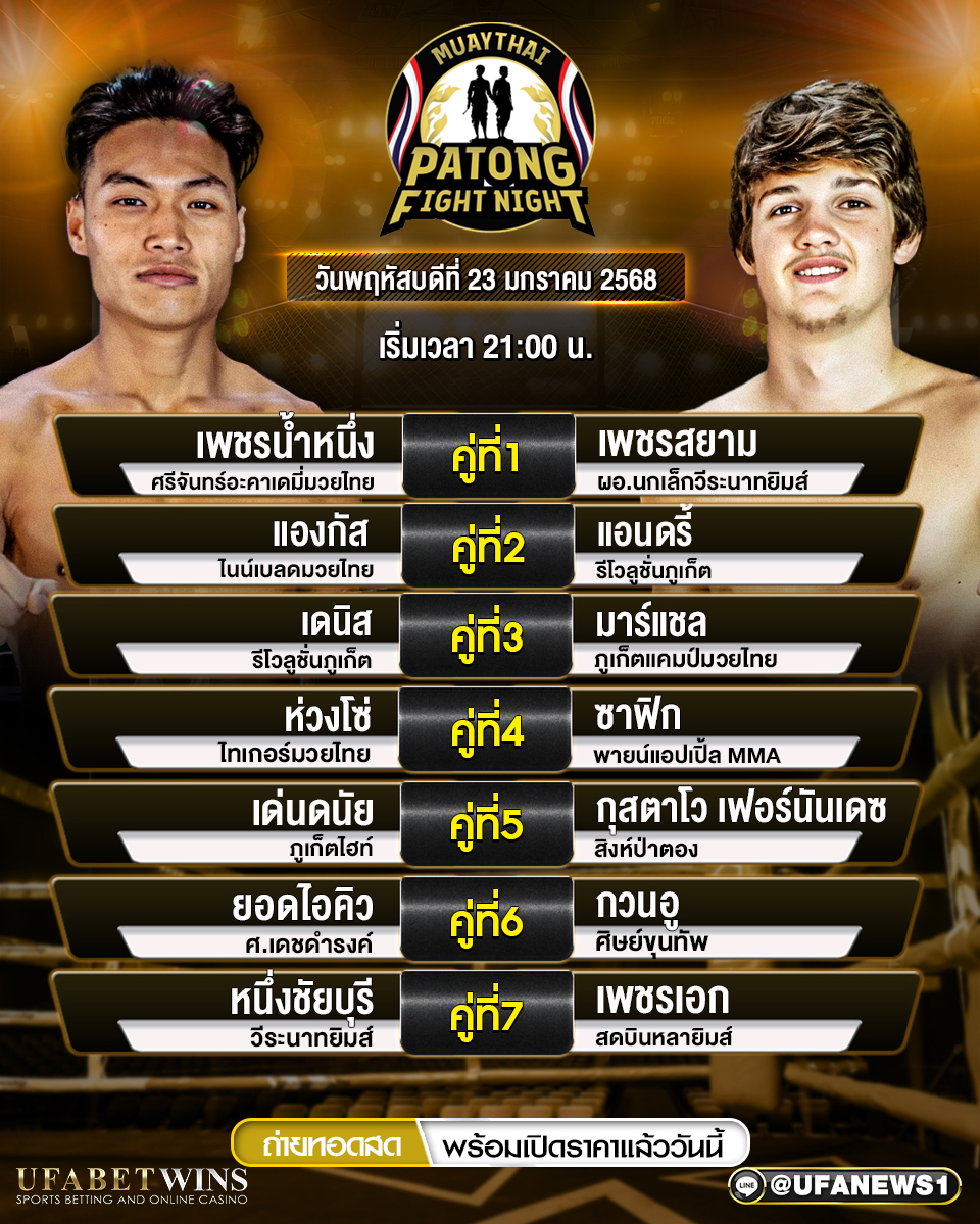 มวยวันนี้ ศึกสิงห์ป่าตอง 23/01/68