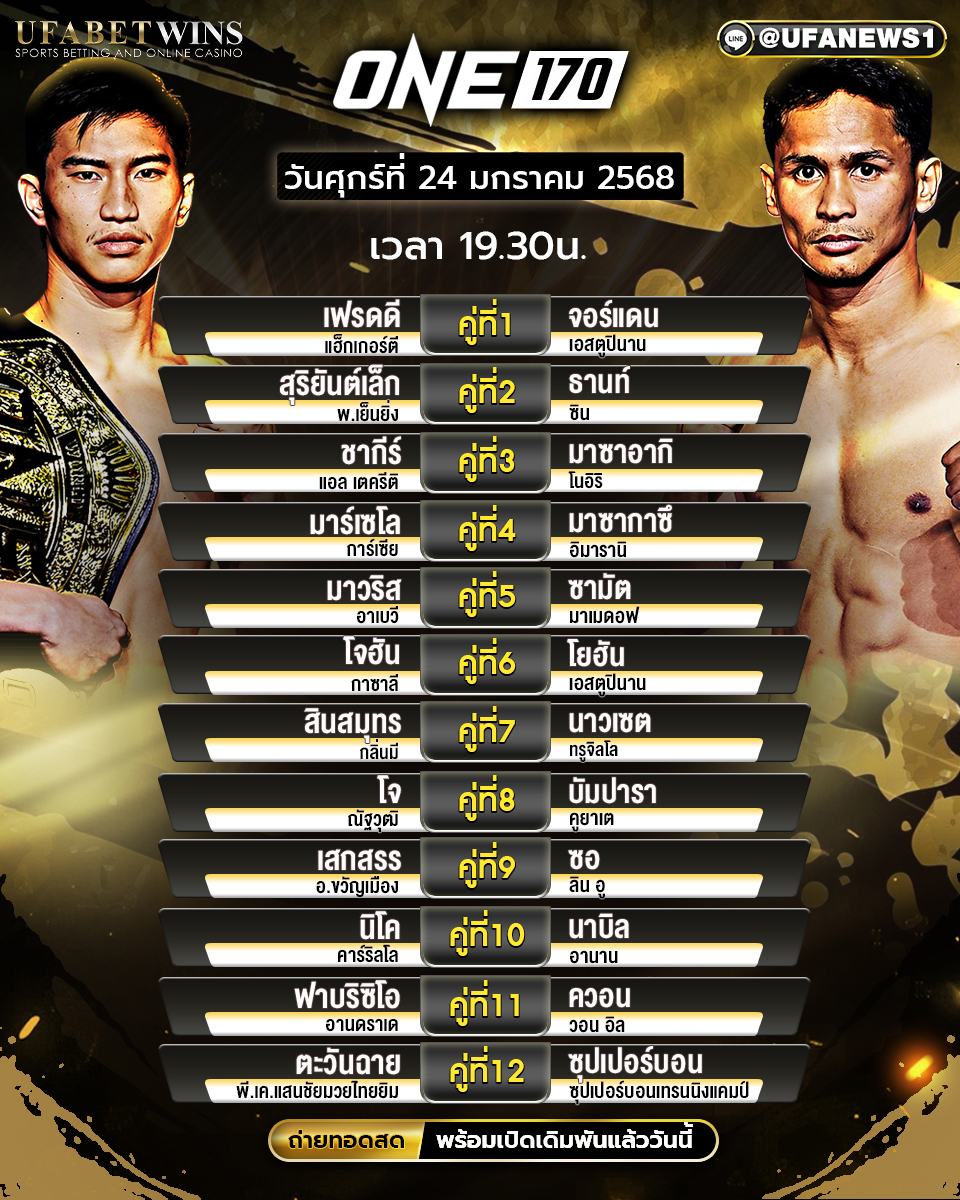 มวยวันนี้ ศึกวันแชมเปียนชิพ 24/01/68