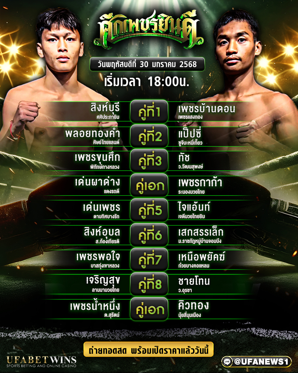 มวยวันนี้ ศึกเพชรยินดี 30/01/68