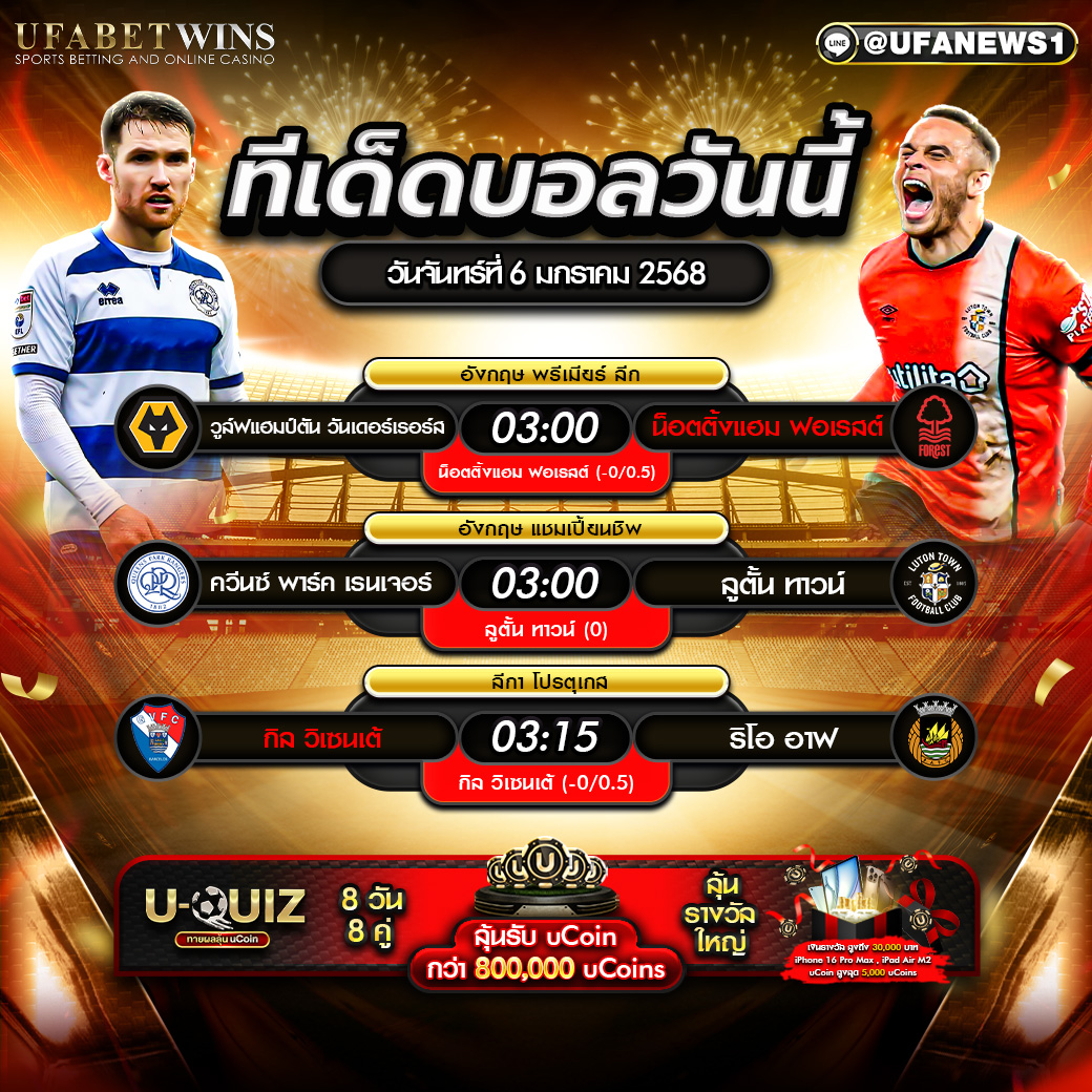 ทีเด็ดบอล วิเคราะห์บอลวันนี้ 06/01/2568