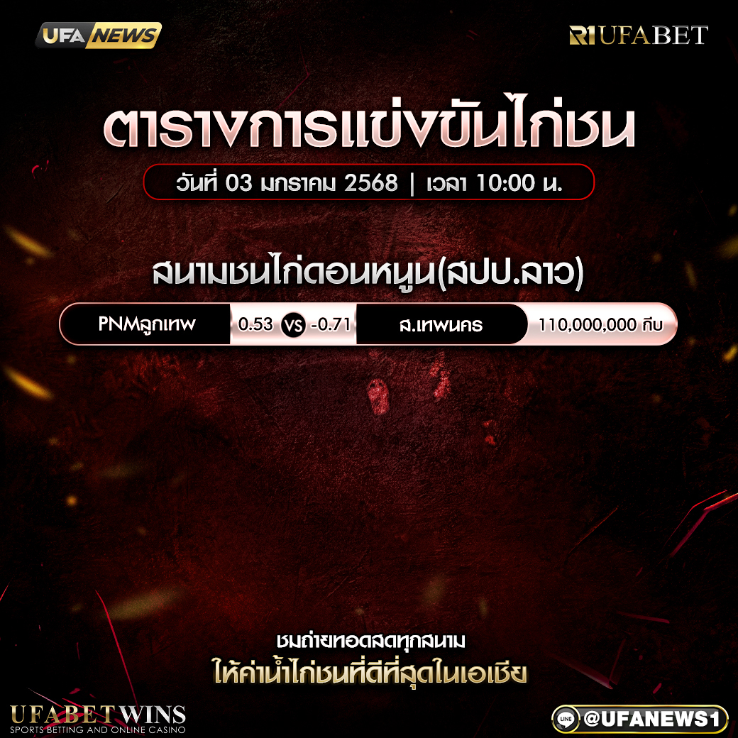 โปรแกรมการแข่งขันไก่ชน วันที่ 3 มกราคม 2568