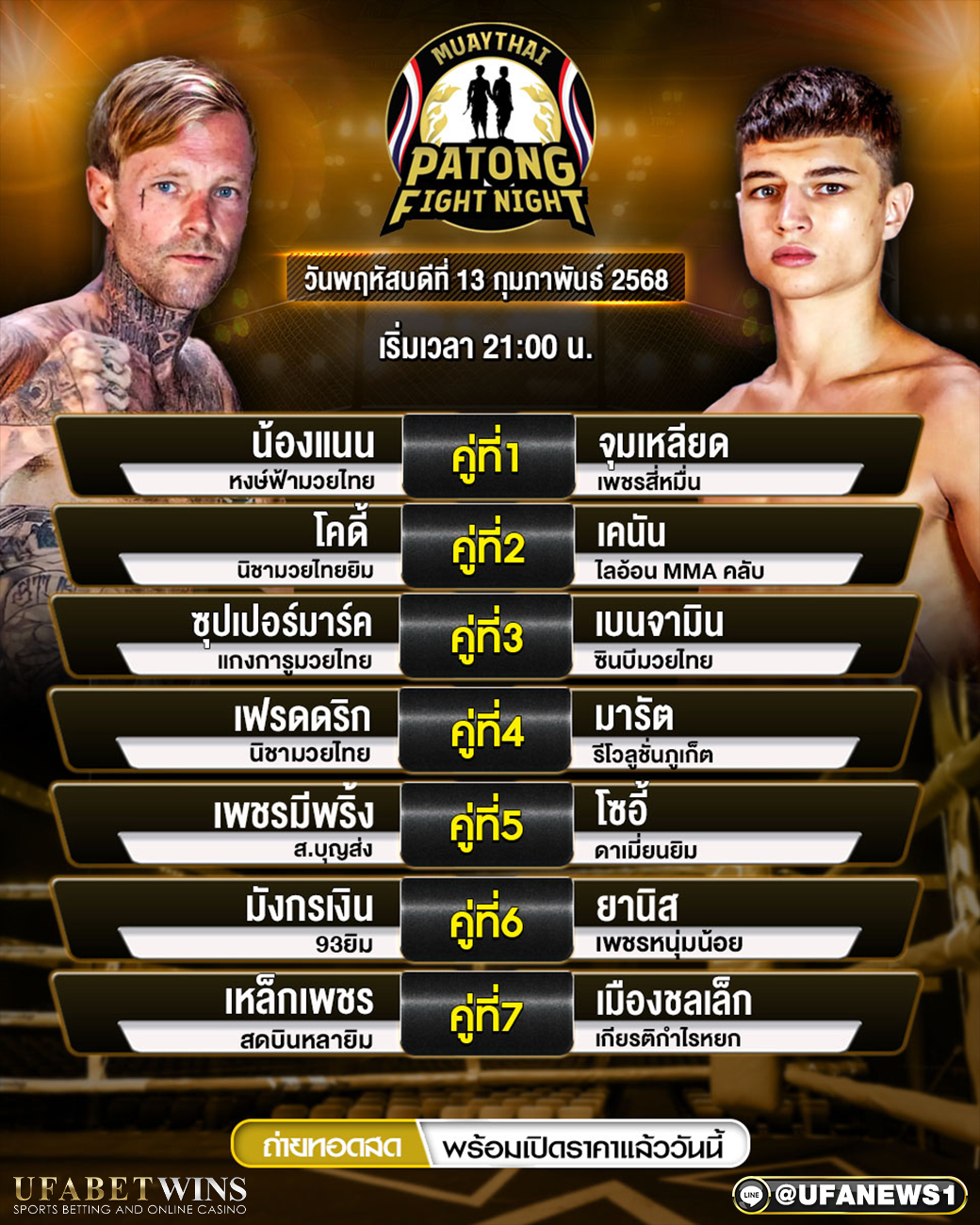 มวยวันนี้ ศึกป่าตองไฟท์ไนท์ 13/02/68