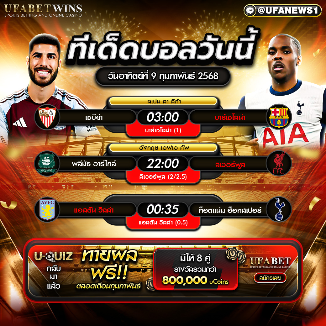 ทีเด็ดบอล วิเคราะห์บอลวันนี้ 09/02/2568