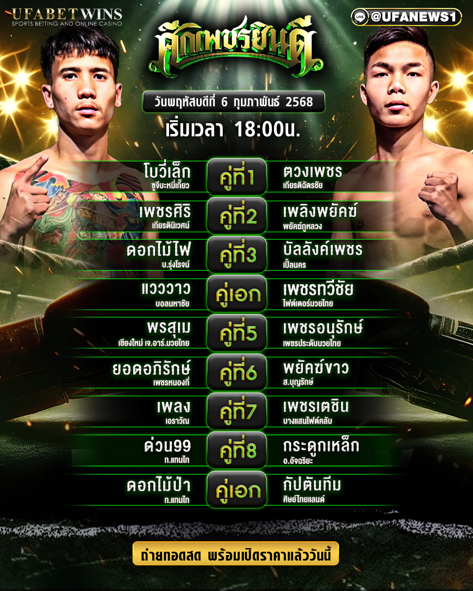 มวยวันนี้ ศึกเพชรยินดี 06/02/68