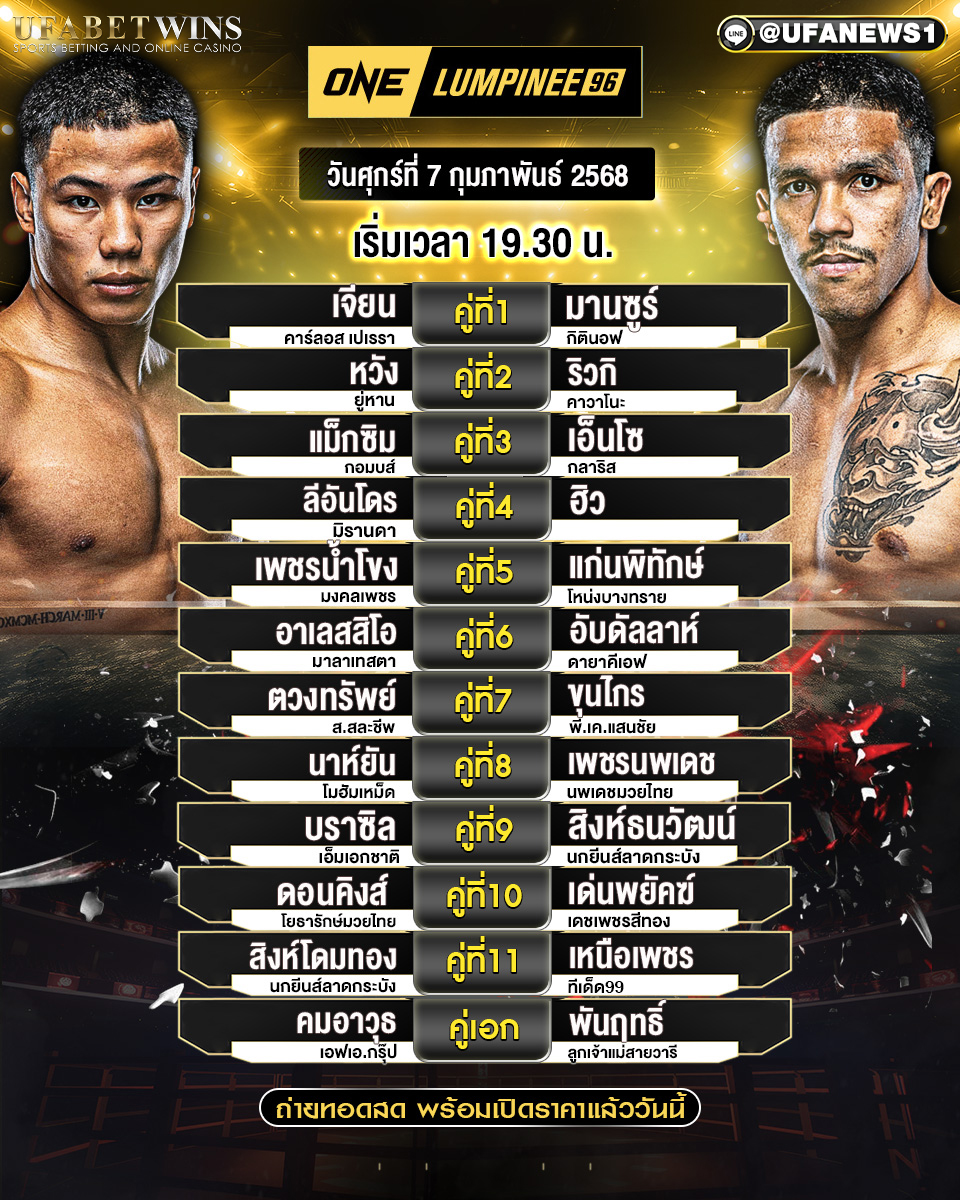 มวยวันนี้ ศึกวันแชมเปียนชิพลุมพินี 07/02/68