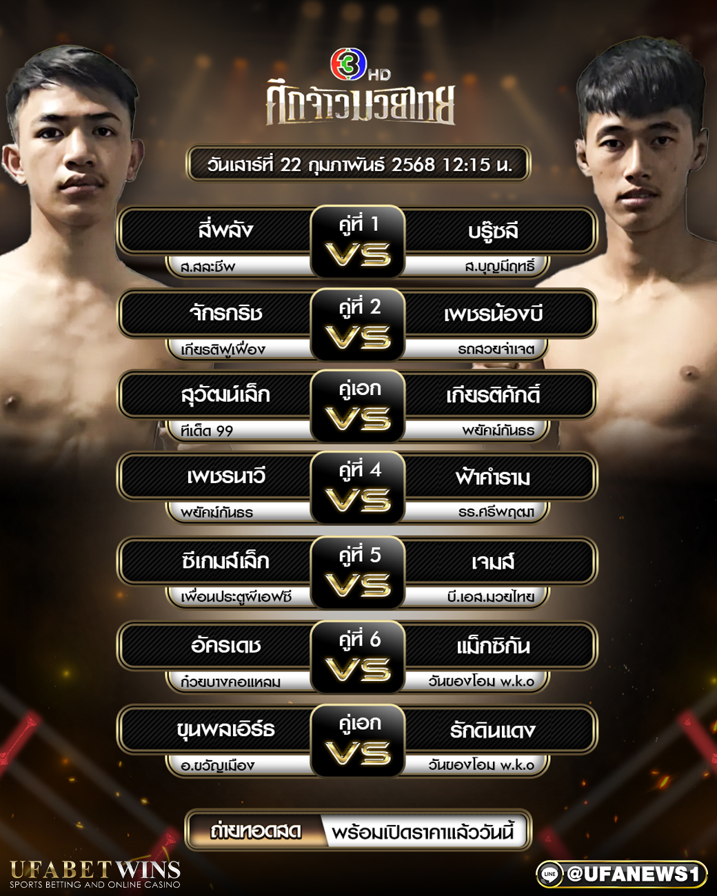 มวยวันนี้ ศึกจ้าวมวยไทย 22/02/68