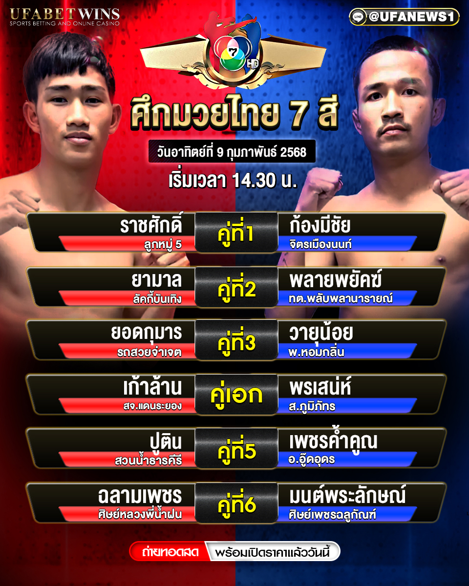 มวยวันนี้ ศึกมวยไทย 7 สี 09/02/68
