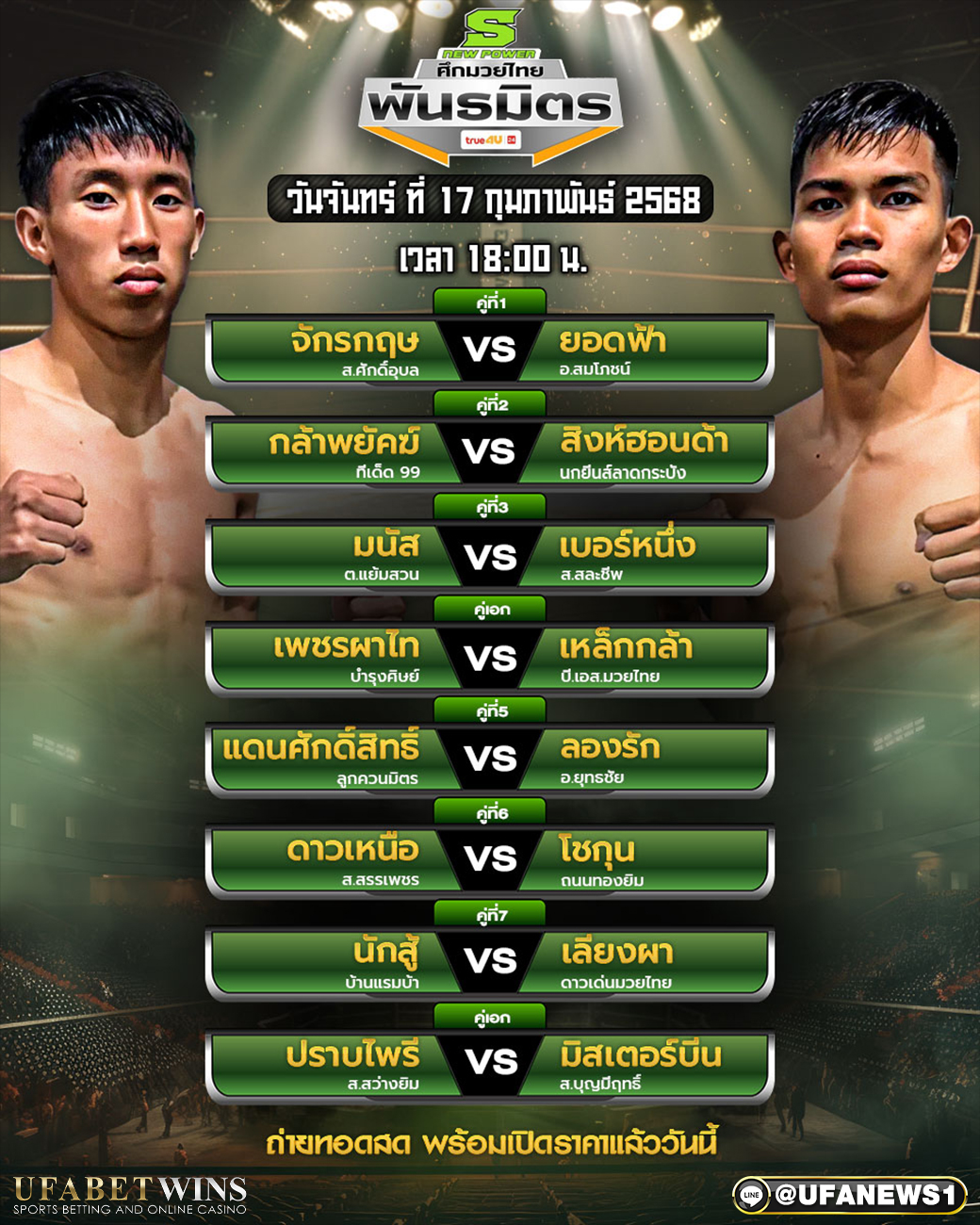 มวยวันนี้ ศึกมวยไทยพันธมิตร 17/02/68
