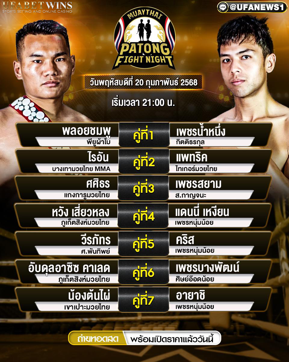 มวยวันนี้ ศึกป่าตองไฟท์ไนท์ 20/02/68