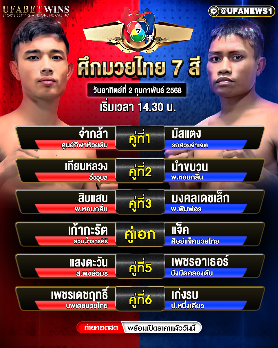 มวยวันนี้ ศึกมวยไทย 7 สี 02/02/68