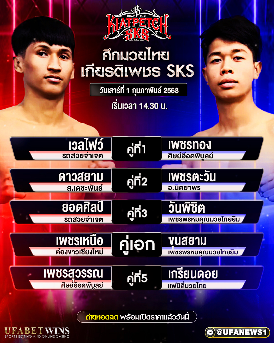 มวยวันนี้ ศึกมวยไทยเกียรติเพชร 01/02/68