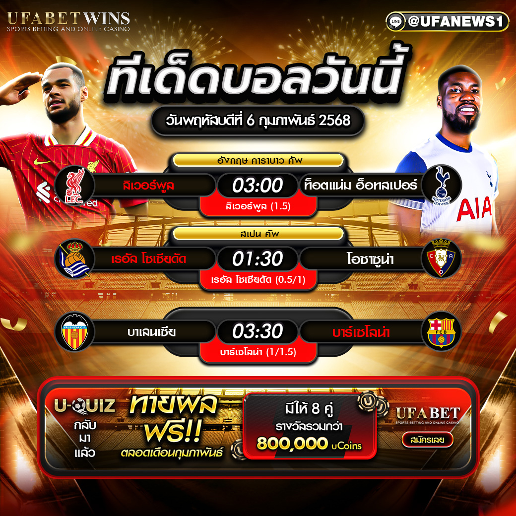 ทีเด็ดบอล วิเคราะห์บอลวันนี้ 06/02/2568