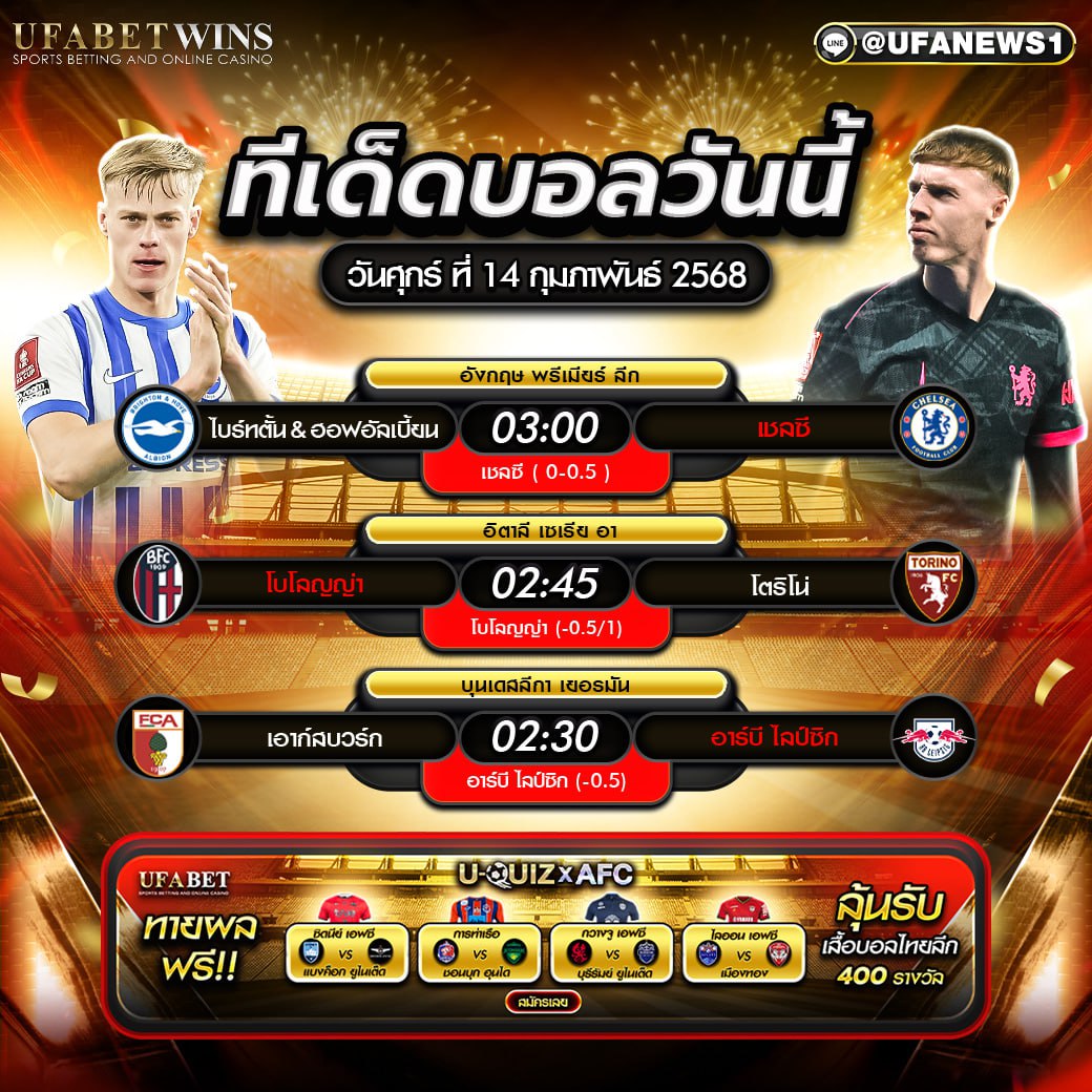 ทีเด็ดบอล วิเคราะห์บอลวันนี้ 14/02/2568