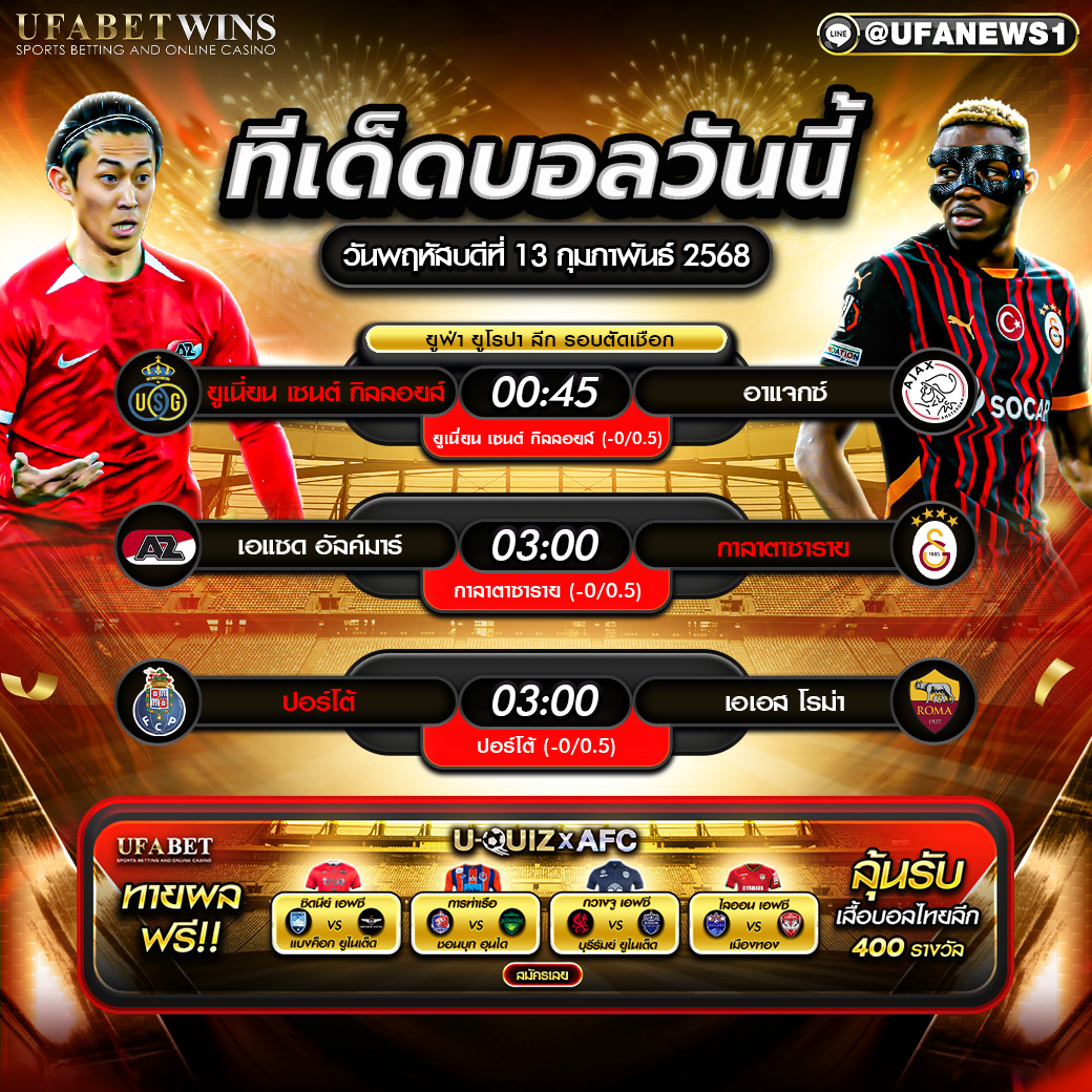 ทีเด็ดบอล วิเคราะห์บอลวันนี้ 13/02/2568