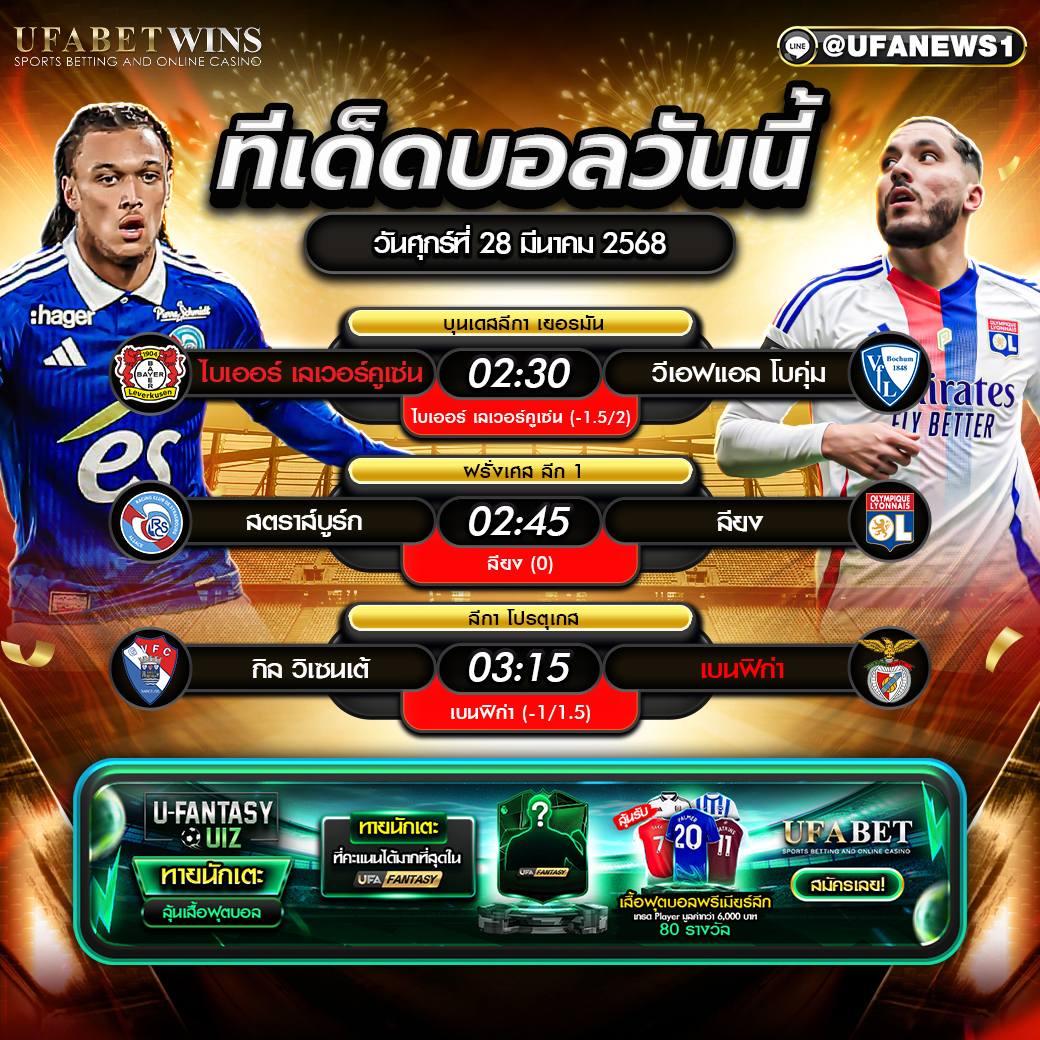 ทีเด็ดบอล วิเคราะห์บอลวันนี้ 28 มีนาคม 2568