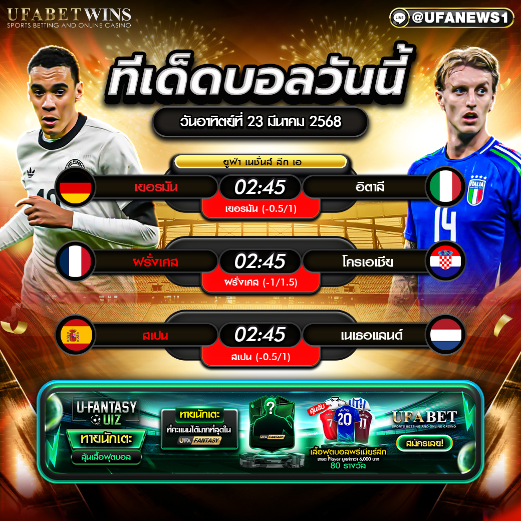 ทีเด็ดบอล วิเคราะห์บอลวันนี้ 23 มีนาคม 2568