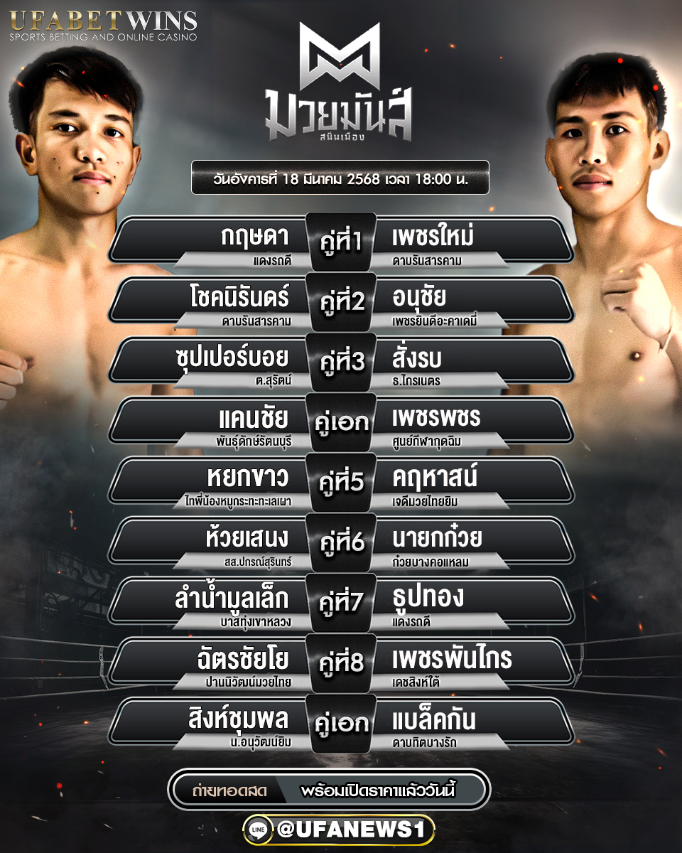 มวยวันนี้ ศึกมวยมันส์สนั่นเมือง 18/03/68