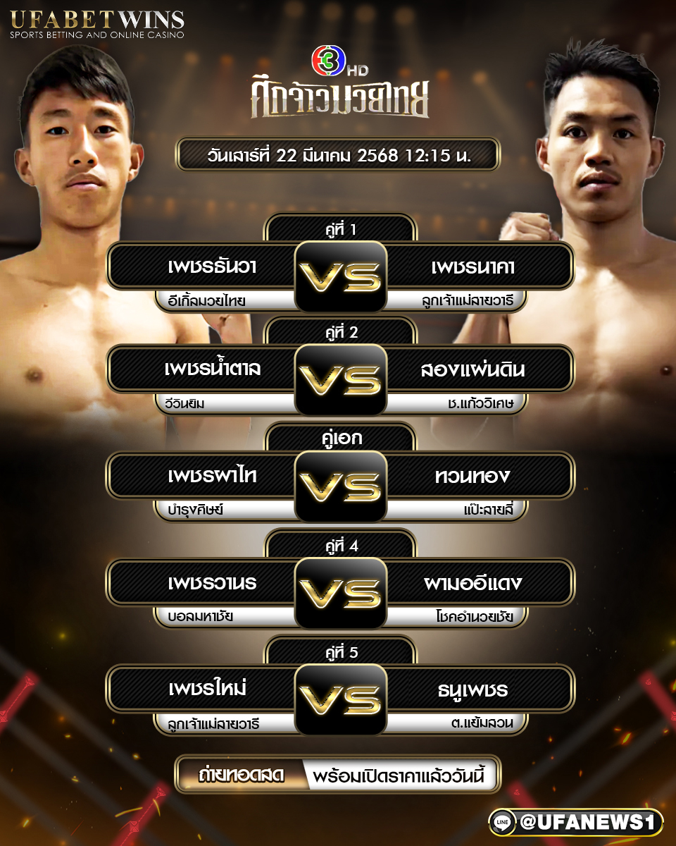 มวยวันนี้ ศึกจ้าวมวยไทย 22/03/68