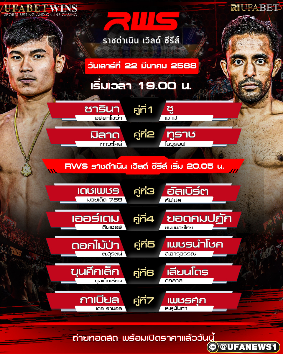 มวยวันนี้ ศึกราชดำเนิน เวิลด์ ซี่รีส์ 22/03/68