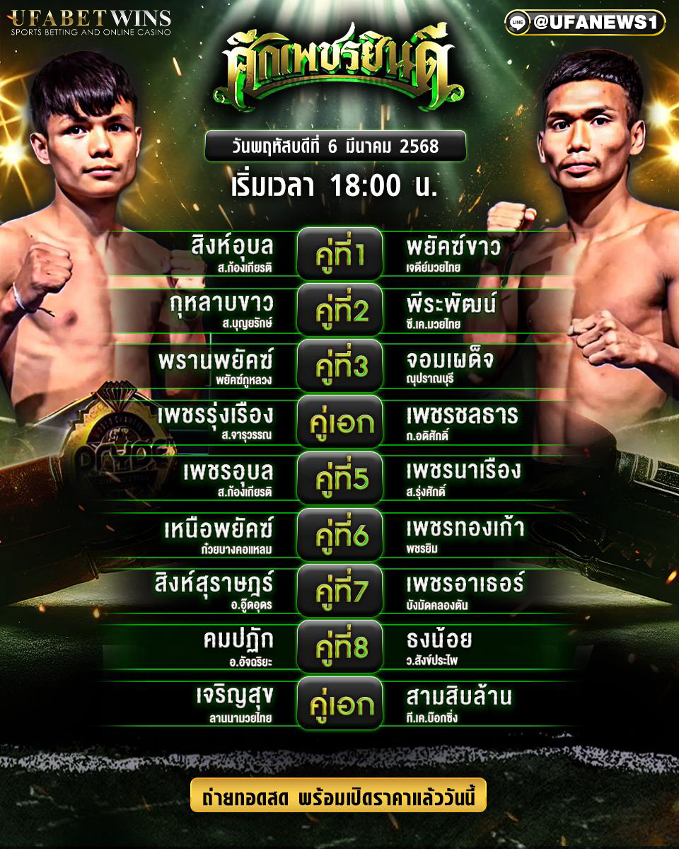 มวยวันนี้ ศึกเพชรยินดี 06/03/68